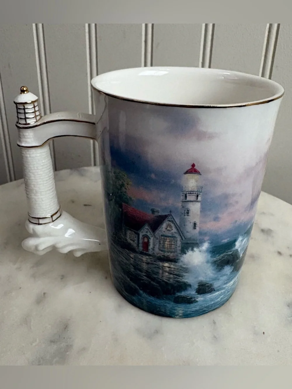 Vintage Thomas Kinkade Beacon of Hope Lighthouse Porcelain Collectible Mug 2002